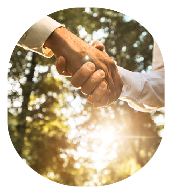 Two men shaking hands.